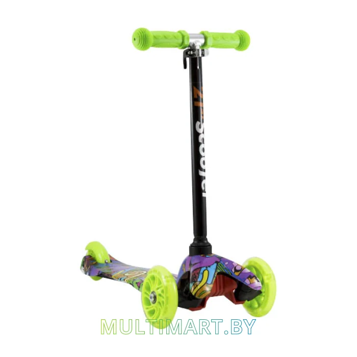 Самокат 21st Scooter Mini GRL 038Z салатовый, прозрачные колёса